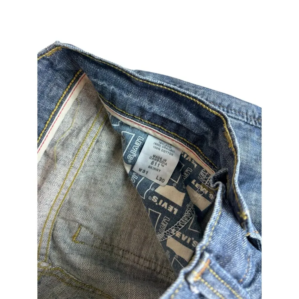 LEVI'S VINTAGE MEN'S THE ORIGINAL SKINNY FIT 511 DENIM DARK WASH JEANS 31X30